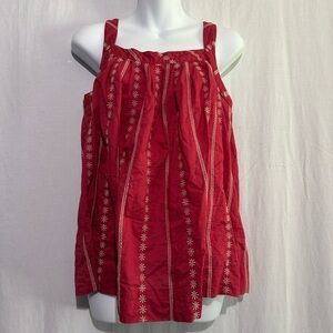 Michael Kors Red Sparkle Smocked Tank Top | Size M